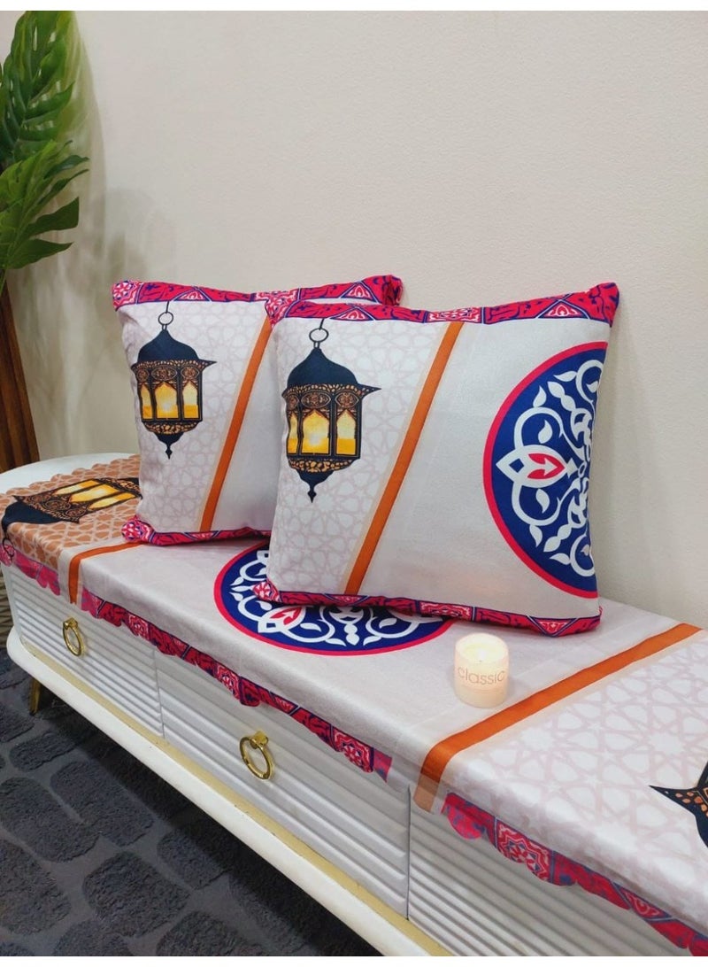 طقم رانر و2 كوشن رمضان رانر و2 كفر مخدة الرانر 140 سم والخدادية 40*40 سم